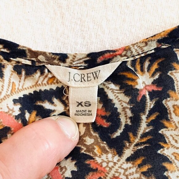 J Crew tunic top swim cover Women's Extra Small black orange tan floral - Picture 7 of 8